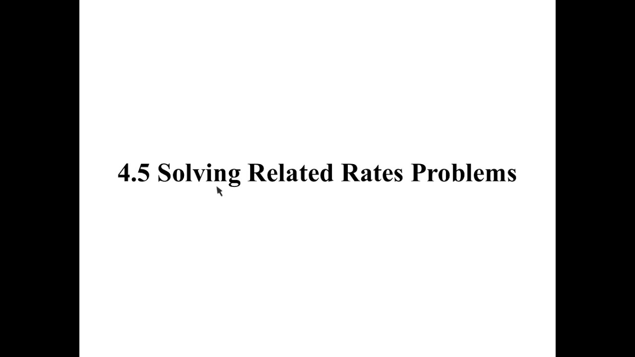 4.5a Solving Related Rates Problems - Ladder Problem