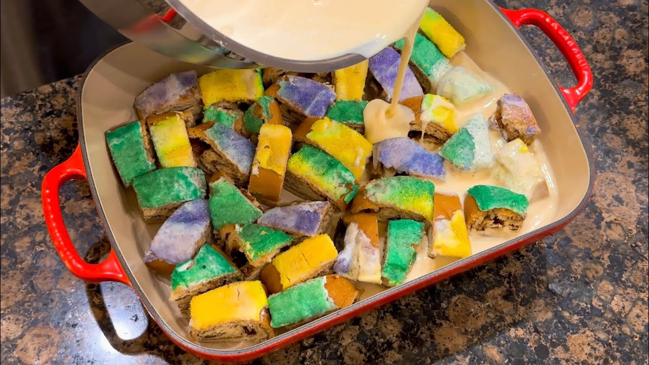 Leftover King Cake Bread Pudding