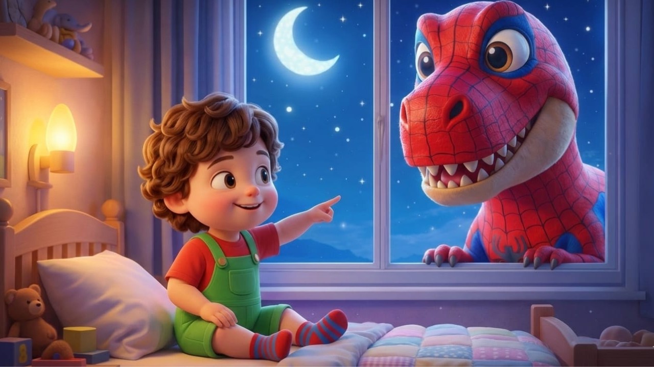 Dinosaur at the Window 🦖 | Scary T-Rex Song for Kids| 3D Nursery Rhymes