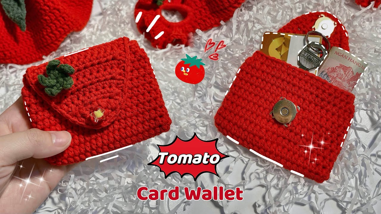 Crochet Tomato Card Wallet 🍅| Cute & Easy ♡| Móc Ví Cà Chua