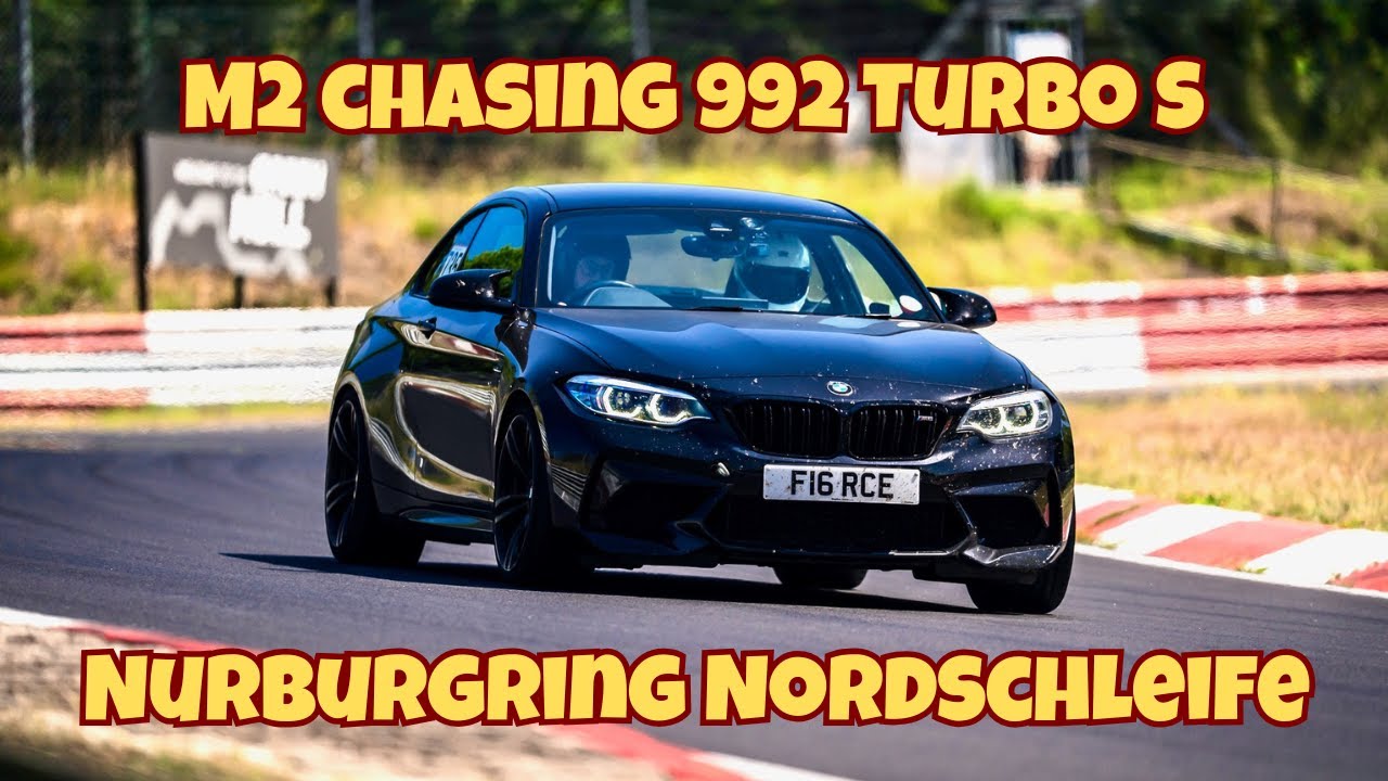 BMW M2 chasing down Porsche 911 Turbo S Nordschleife Touristenfahrten