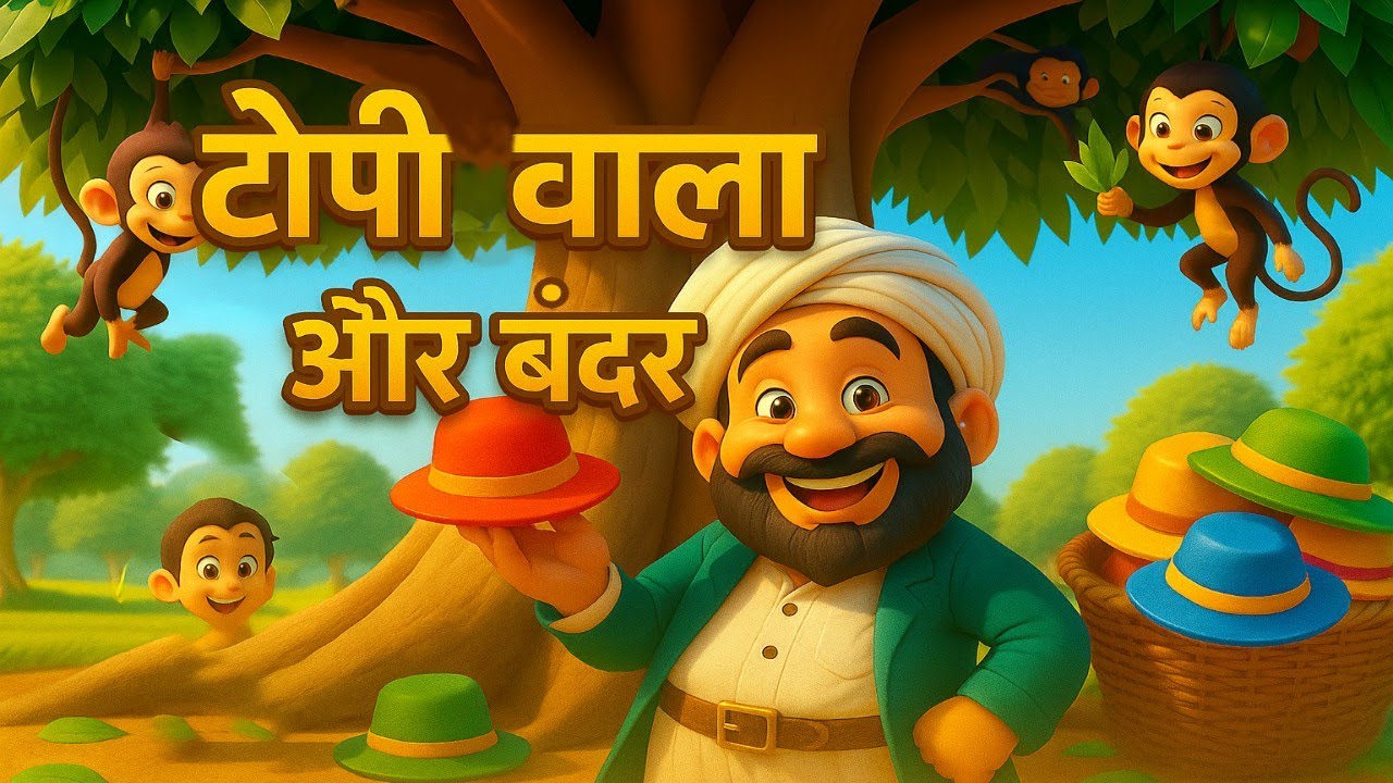टोपीवाला और बंदर | The Clever Hat Seller | Moral Hindi Story! TwinkleToonz - Hindi Stories