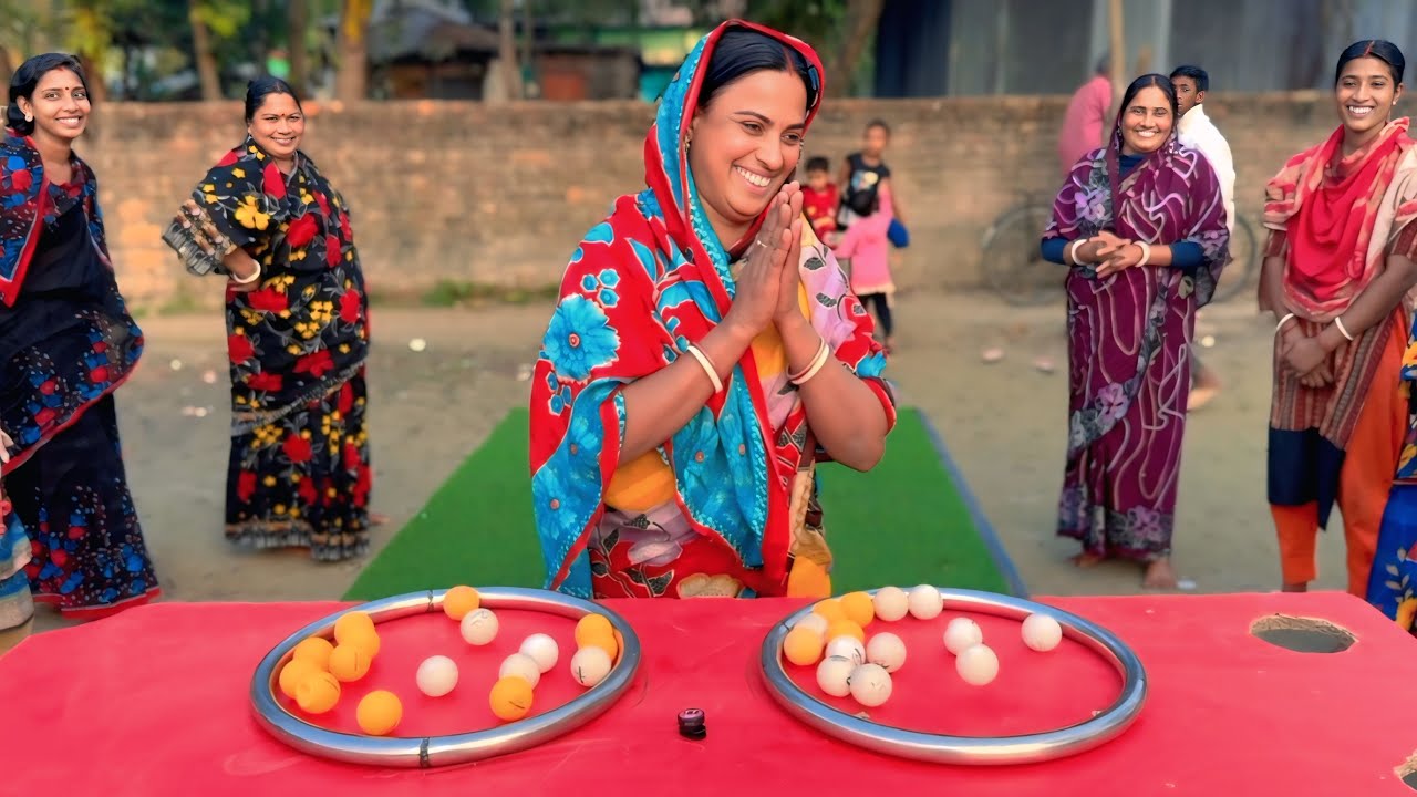 Fastest Color Swap Challenge | Ping Pong Ball | Village Girls Game | Zillu Food Game