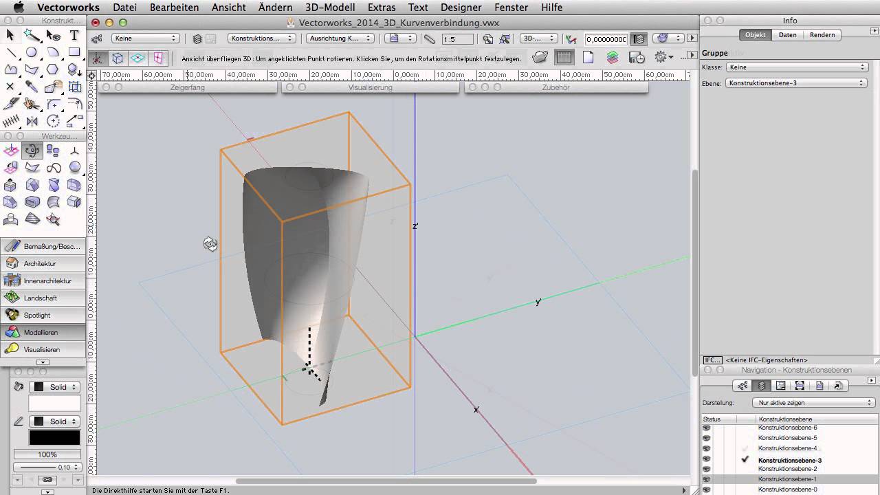 Vectorworks 2014 3D Kurvenverbindung (Ohne Pfad)