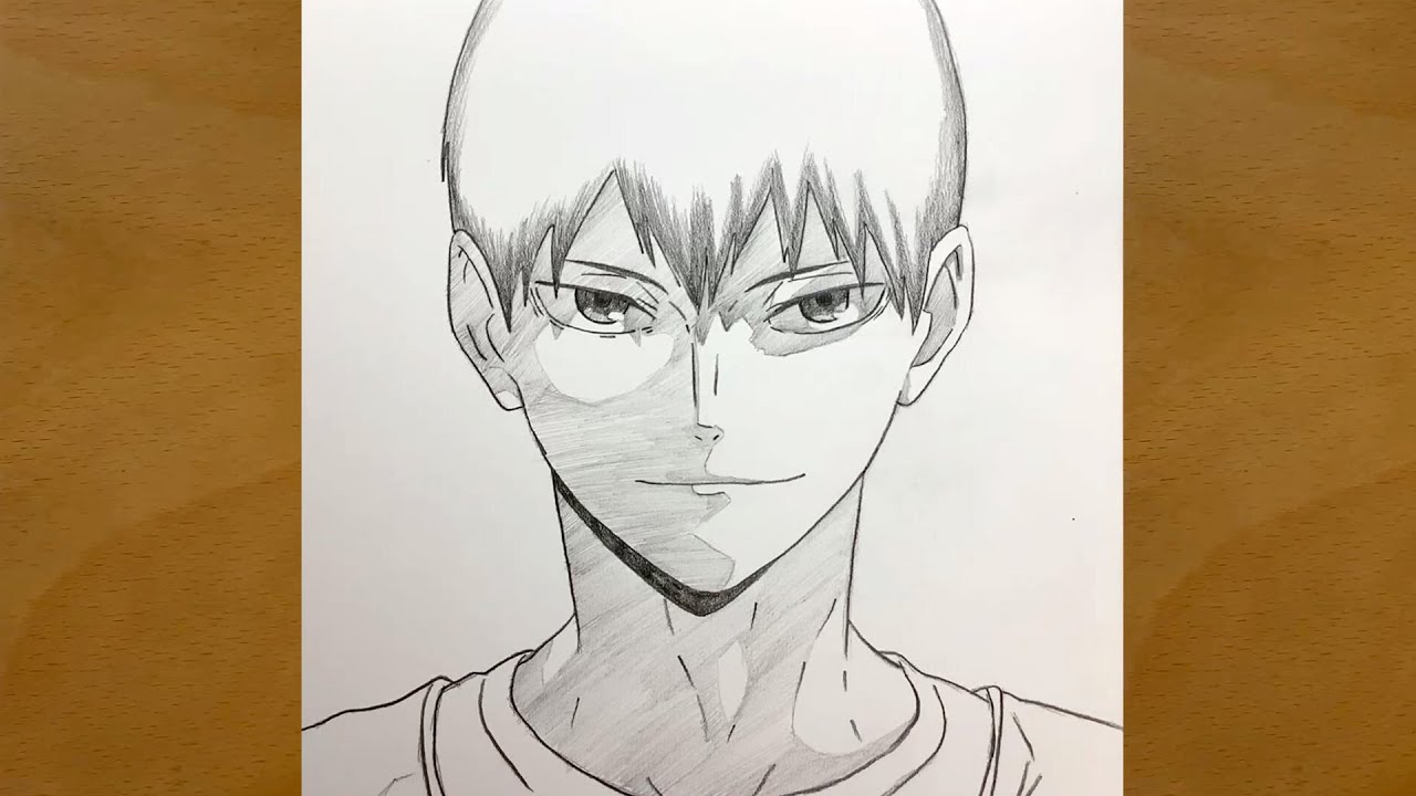 Anime sketch | Draw Kageyama Tobio from haikyuu step-by-step | Draw Anime