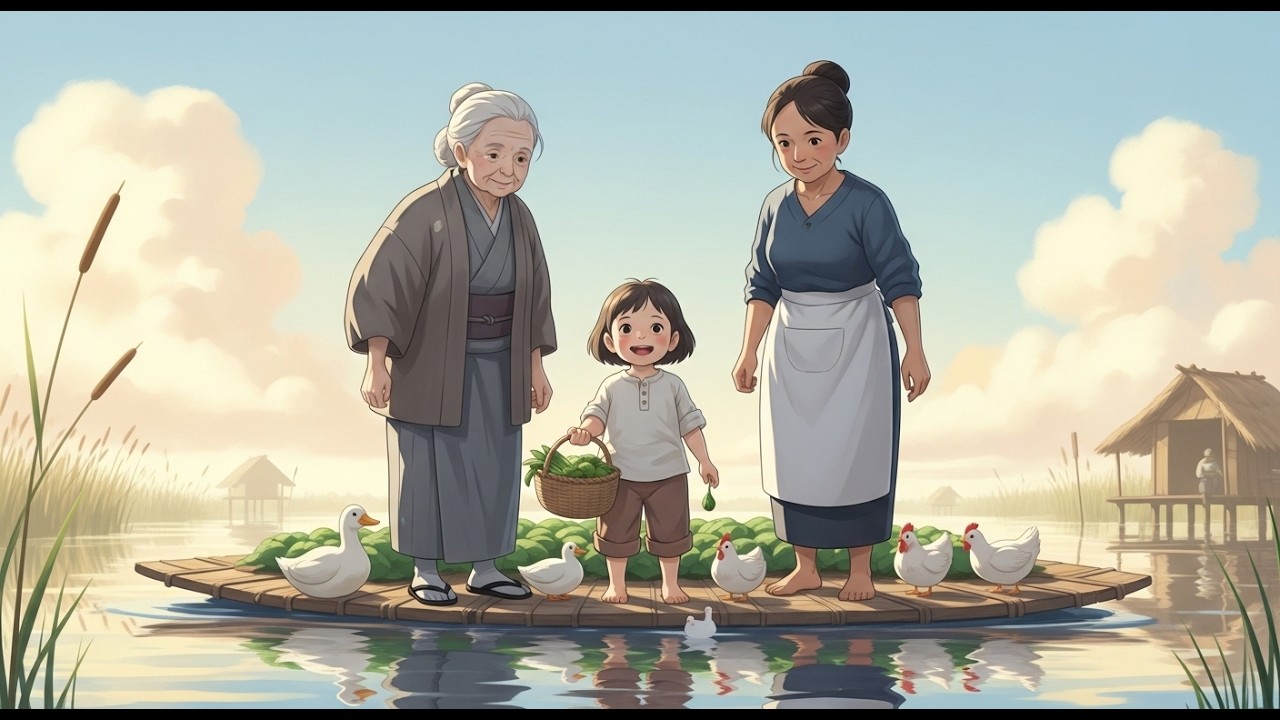 A Peaceful Life on the Water Floating Garden Harvest,  Raising Poultry | Ghibli Style ASMR Video