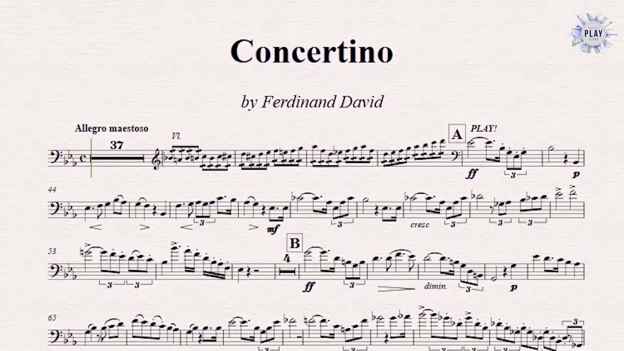 CONCERTINO FOR TROMBONE (F. DAVID) - (Full version without metronome and tempos 116-120-123-126 👇📲🎼)