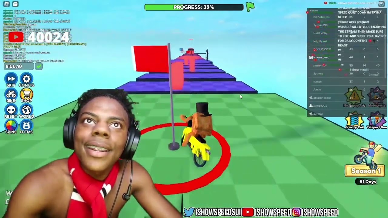 IShowSpeed Plays Roblox OBBY but Your&rsquo;e on a bike (Full Video) 🚲