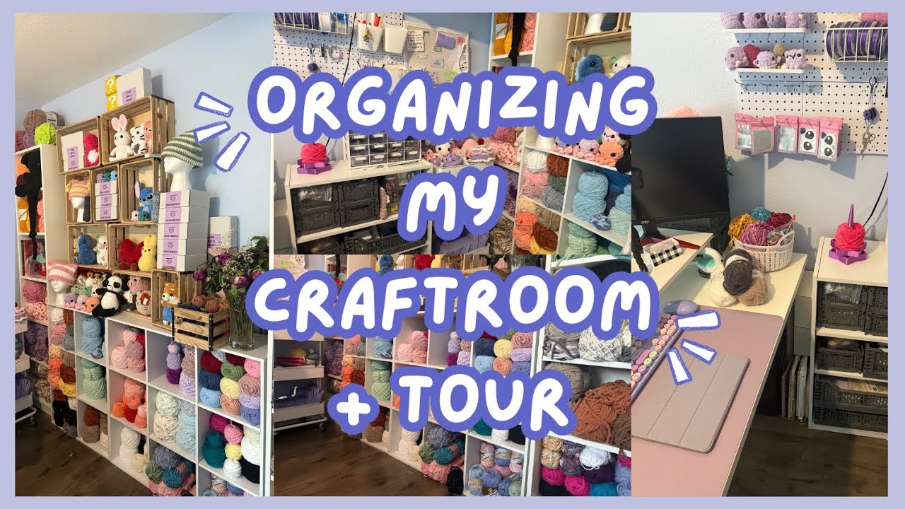 Crochet Room Tour 🧶 Organizing My Craft Room 🌟 Crochet Small Business 💜