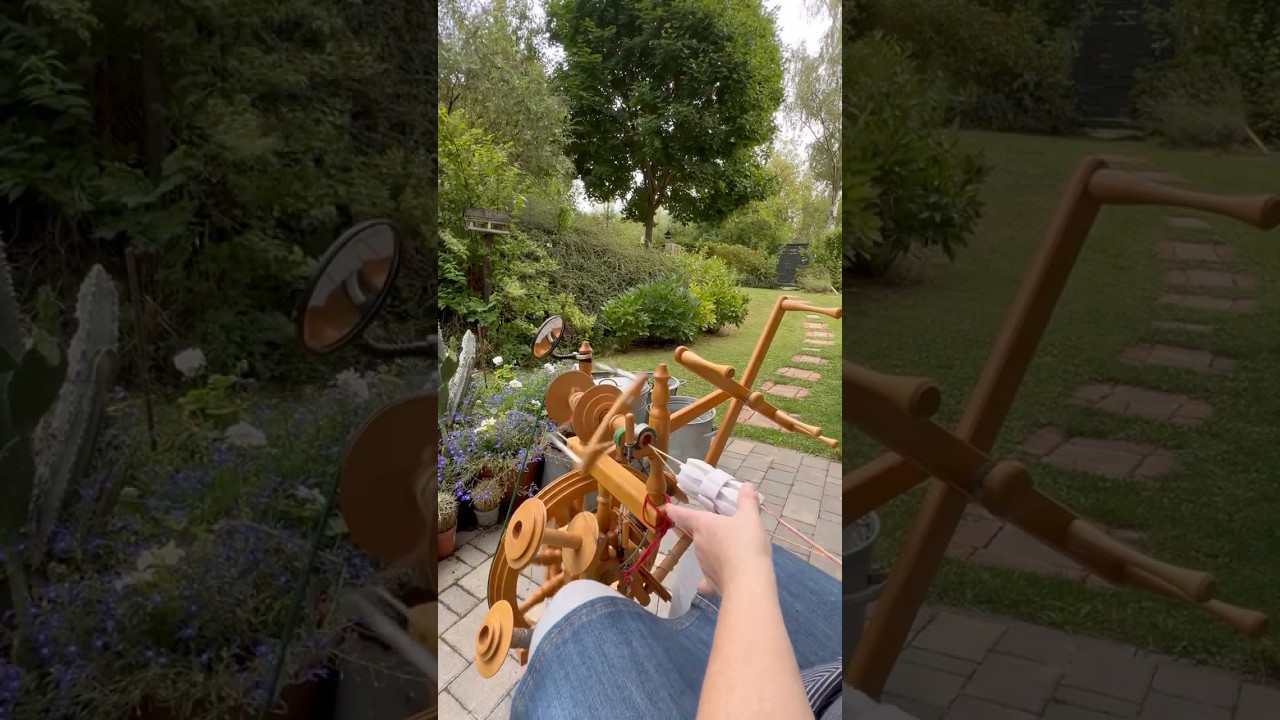 162🐏 Zwirnen am Spinnrad mit der Zwirnoline. Plying with the Zwirnoline.