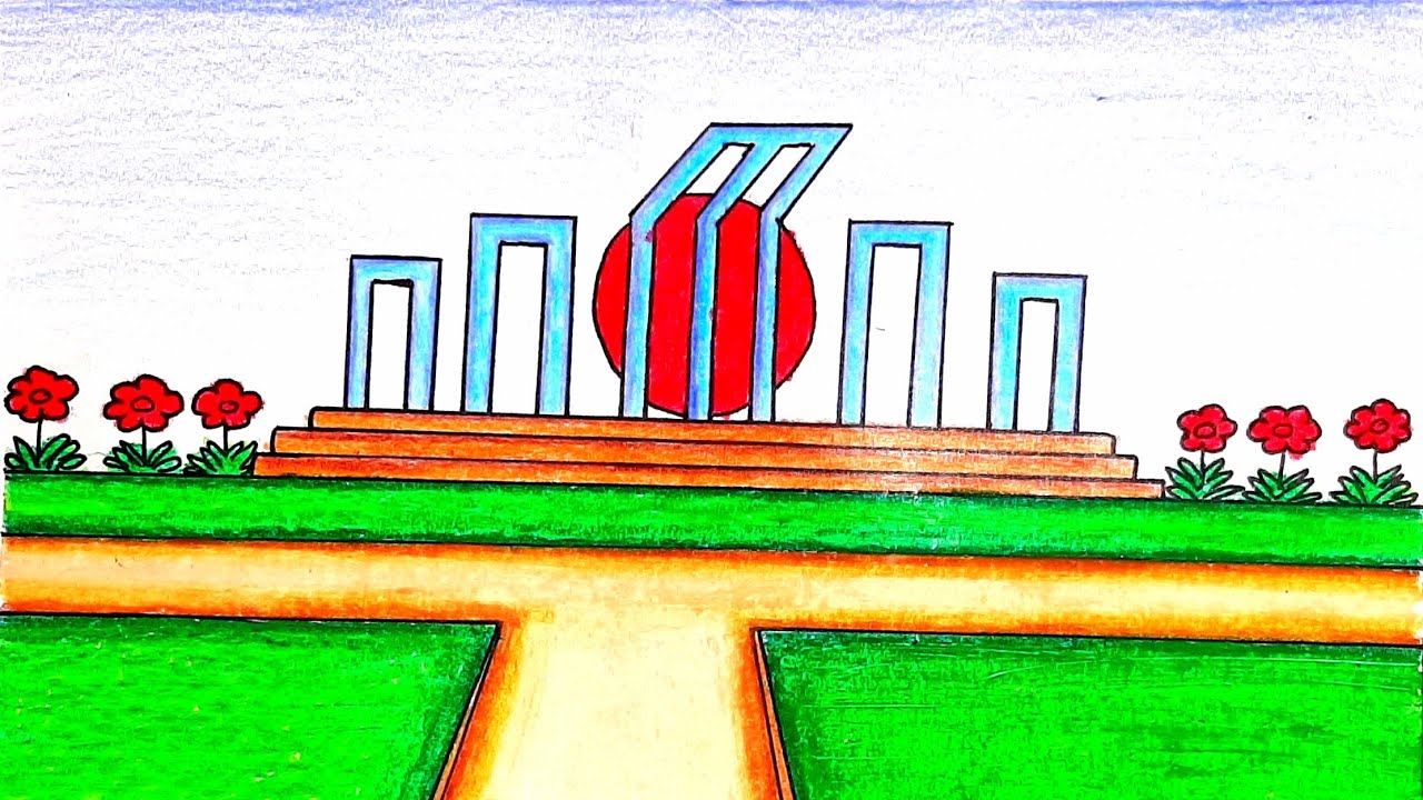 How to draw shohid minar drawing | shahid minar drawing | শহীদ মিনার আঁকানো । 21 February drawing