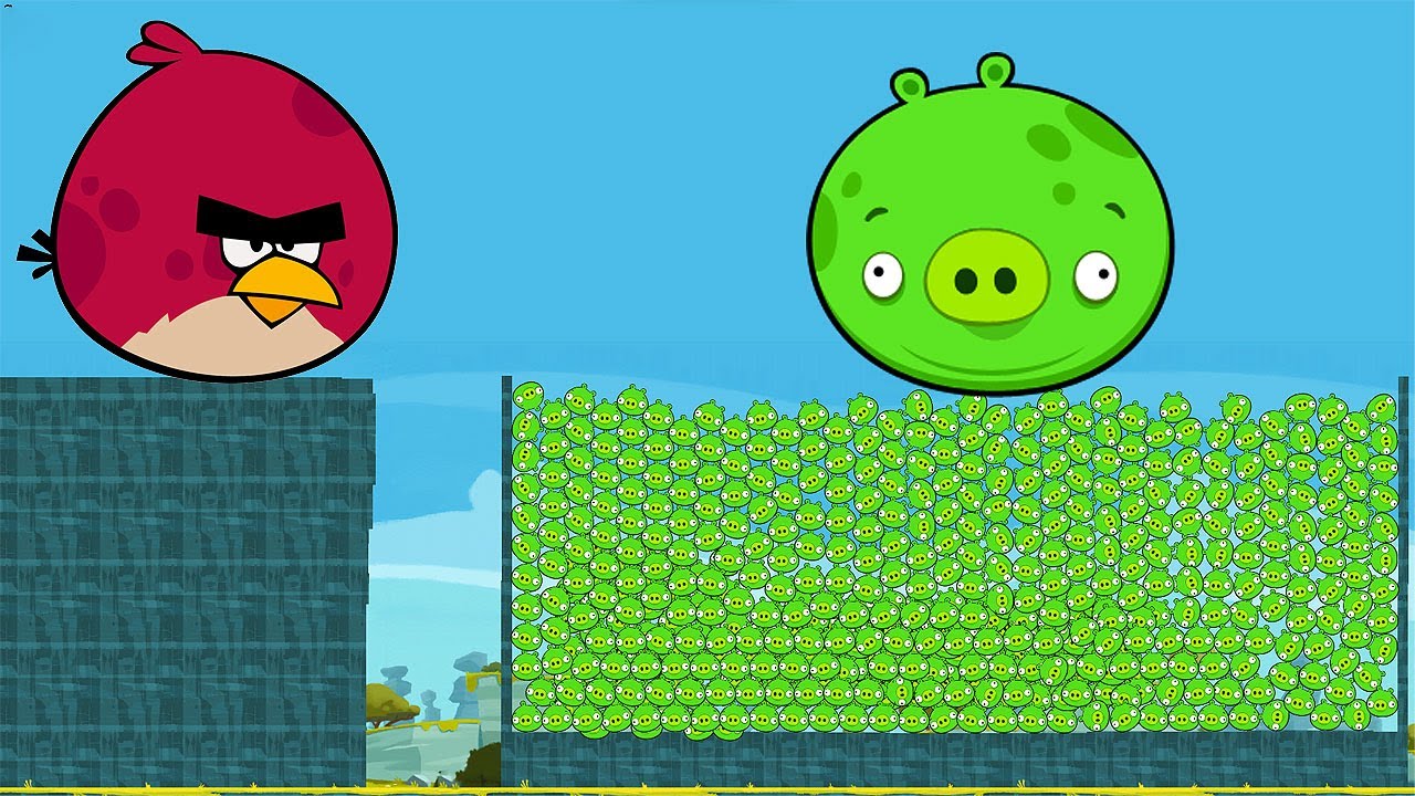 Angry Birds Maker - 1 Bird vs 1 Giant Pig and 9999 Pigs Random Challenge Level (Part 2)