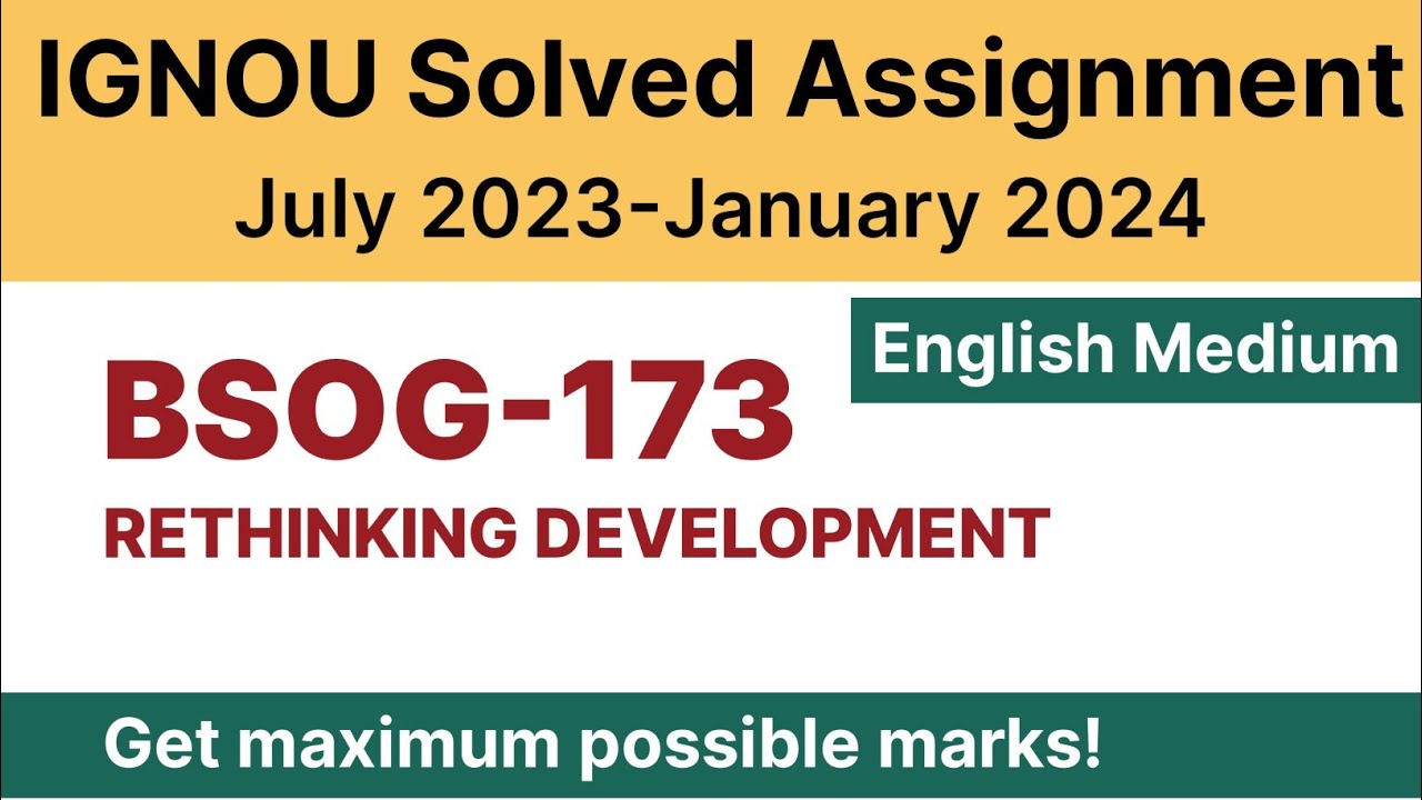 IGNOU BSOG 173 Solved Assignment 2023-24 PDF Download | English Medium | Vidyamojo