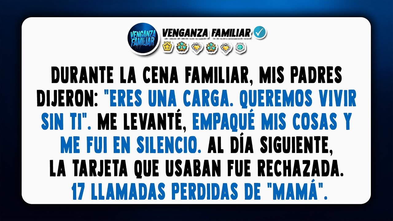 En la cena familiar, mis padres dijeron: “Eres una carga, queremos vivir sin ti”. Al día siguiente…