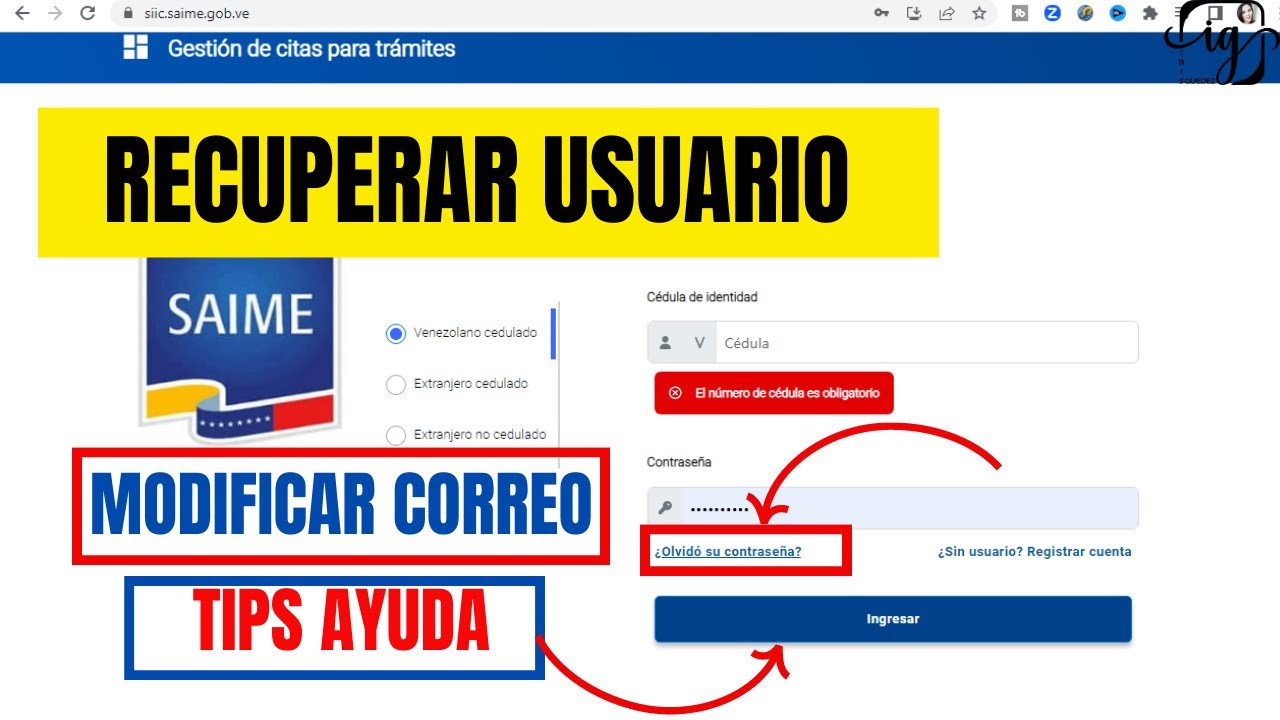 COMO RECUPERAR CONTRASEÑA EN SAIME Modificar Correo + Recomendaciones