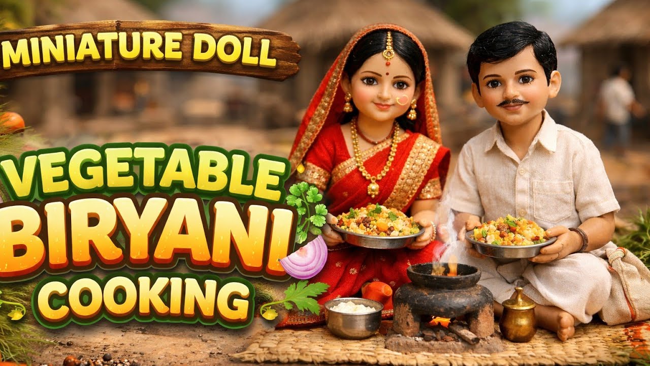 Miniature Doll Vegetable Biryani Cooking ASMR | Indian Village Tiny Kitchen Life #MiniatureDoll