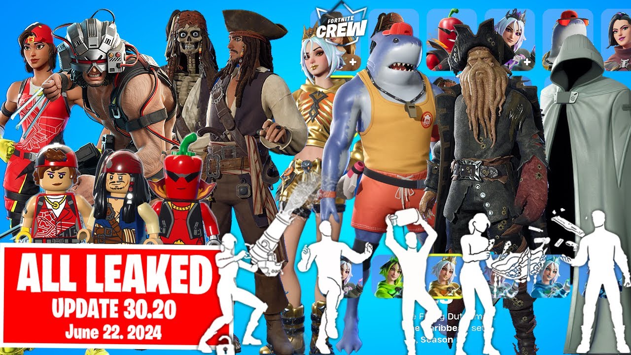 ALL NEW LEAKED Skins, Emotes, Cosmetics Fortnite Update 30.20: Pirates of Carribean, Summer Skins...