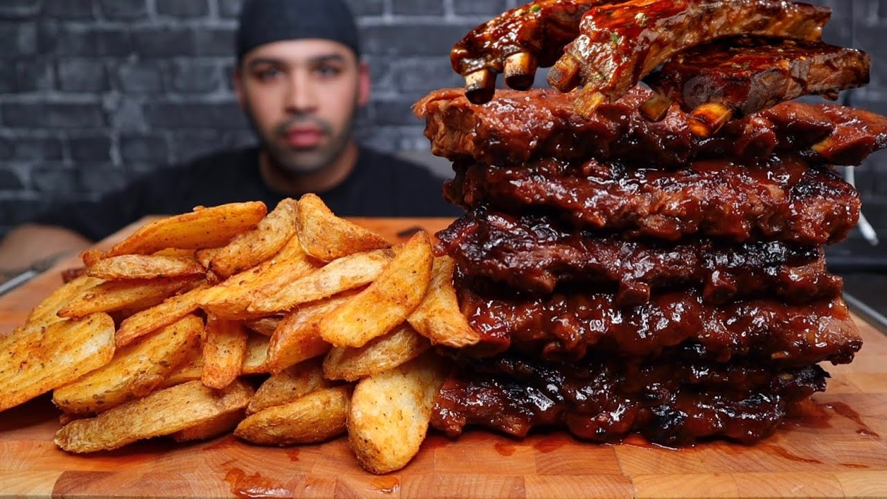 (ASMR) RIBS & WEDGES MUKBANG