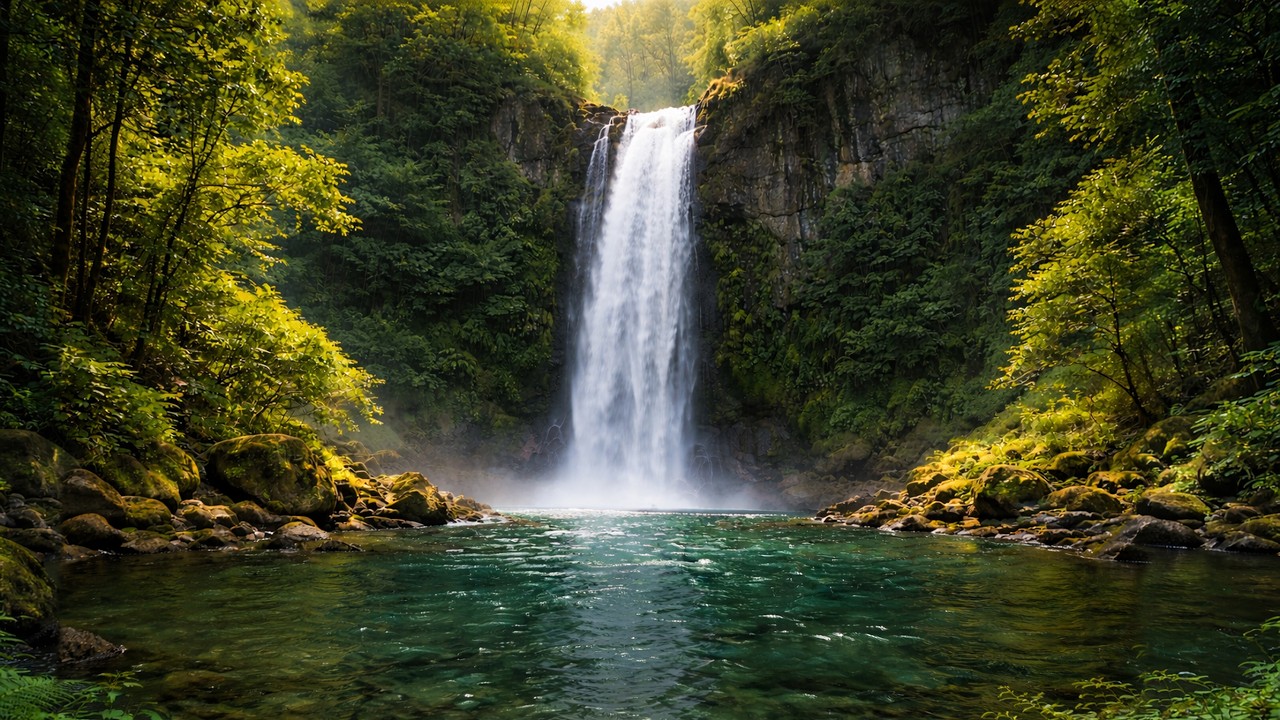 Hidden Forest Waterfall 🌿 Relaxing Music