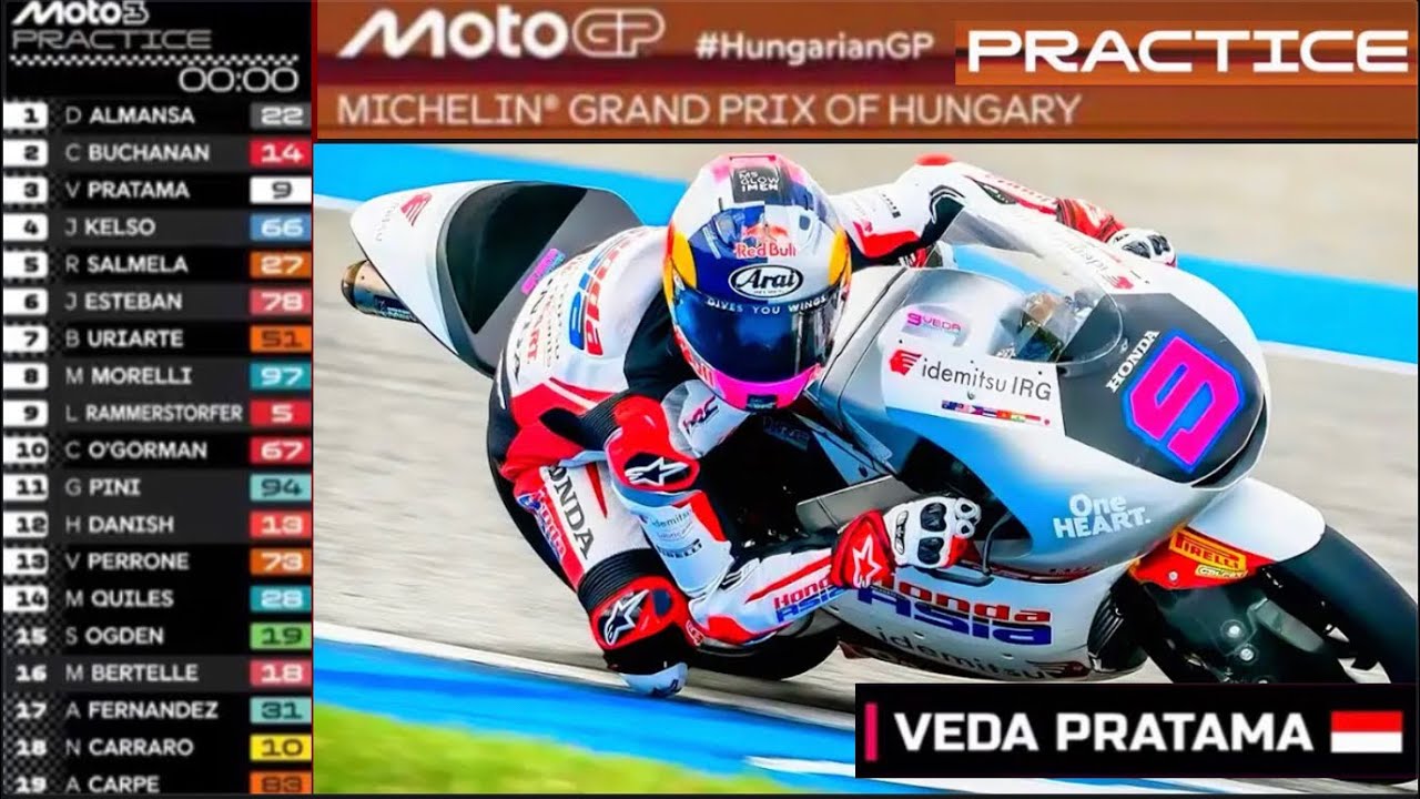 LIVE 🔴 VEDA EGA PRATAMA RAIH POSISI 3 🟢 PRACTICE MOTO3 | MOTOGP HUNGARY 2026