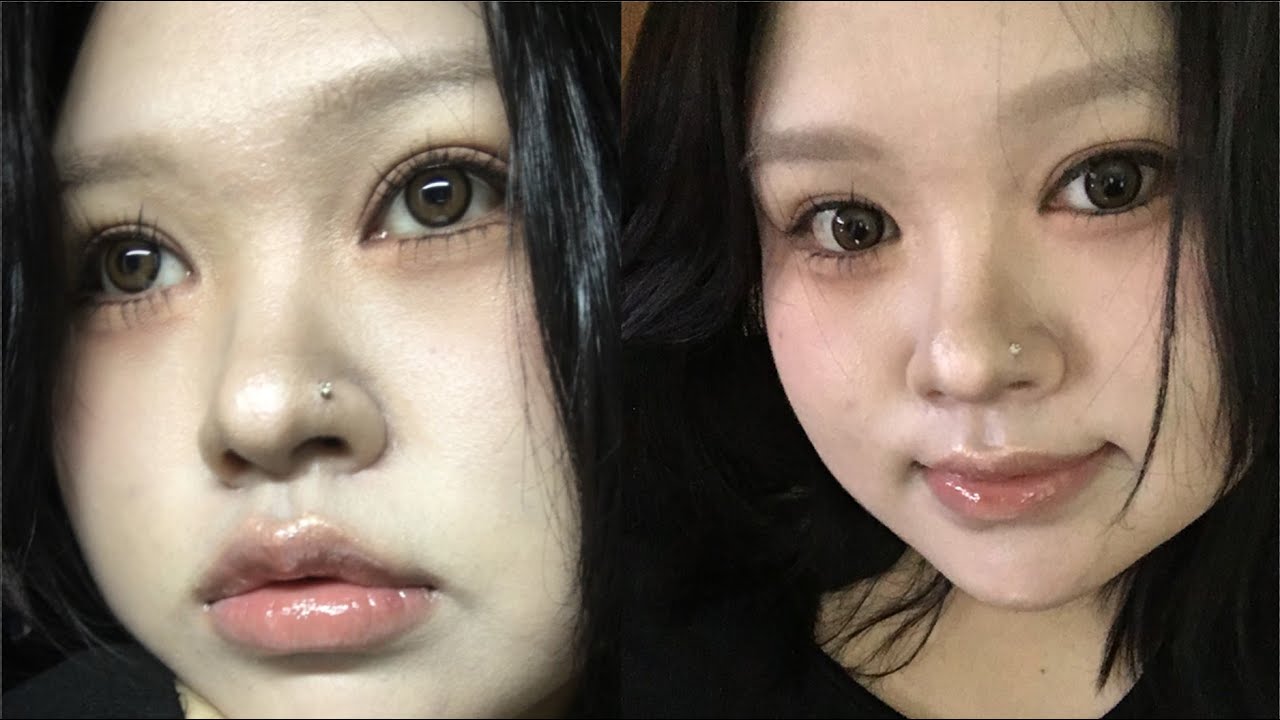 야밤에 몰래 핑베 분위기 낭낭한 메이크업🖤/ 미친 노글루 테무 속눈썹