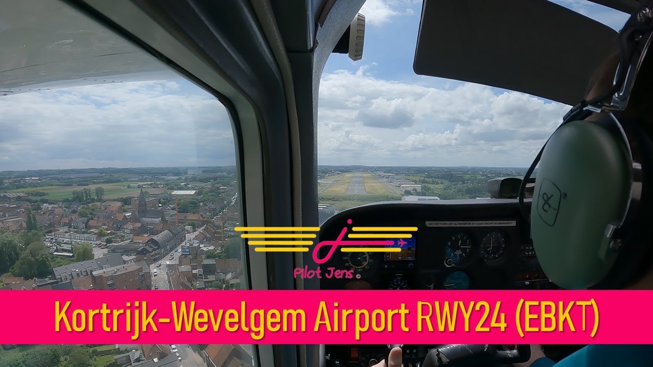 Landing Kortrijk-Wevelgem Airport RWY24 with headset audio!!!