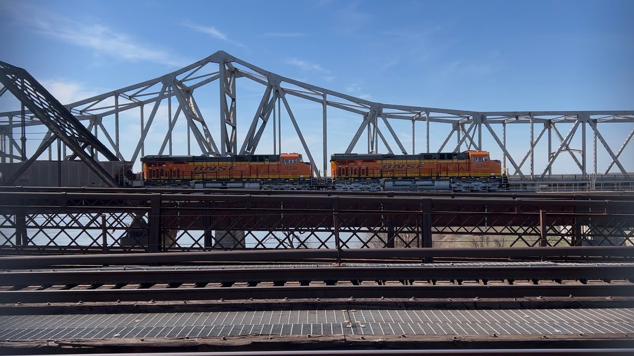 Big Trains Crossing the Mississippi River in Memphis TN! 