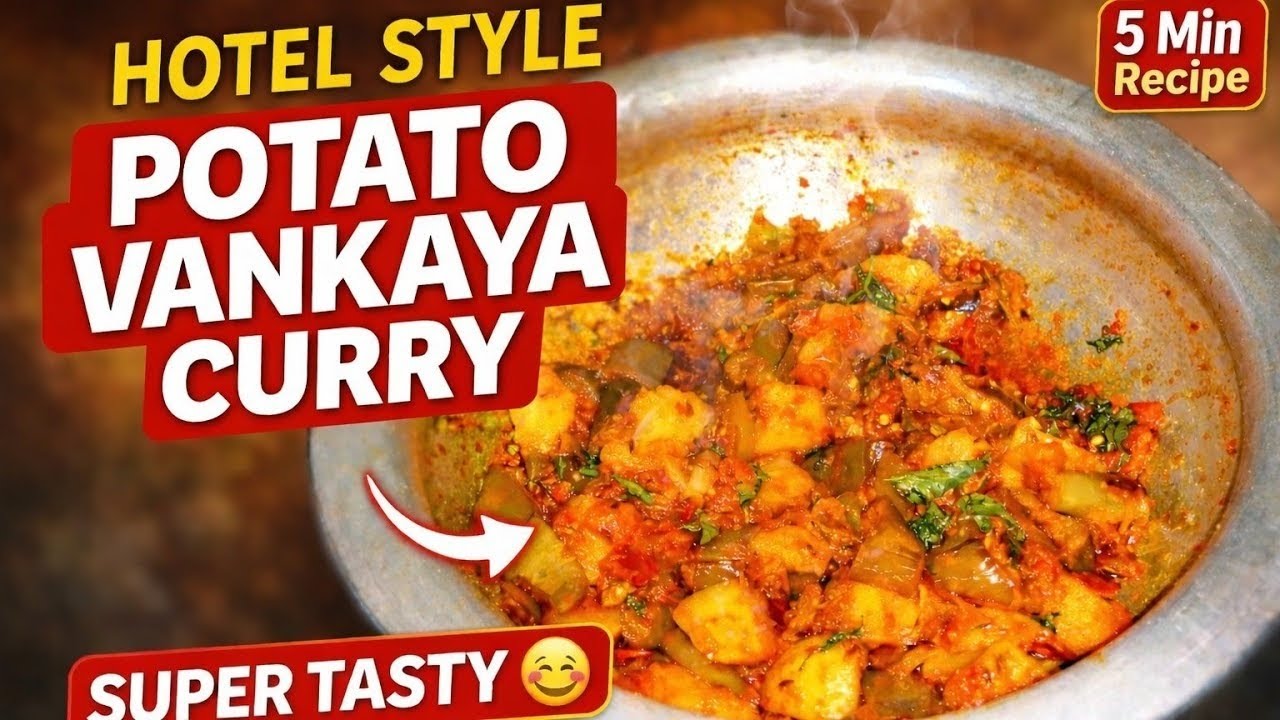 Hotel Style Potato Vankaya Curry | 5 Minute Recipe | Super Tasty! in Telugu Recipe