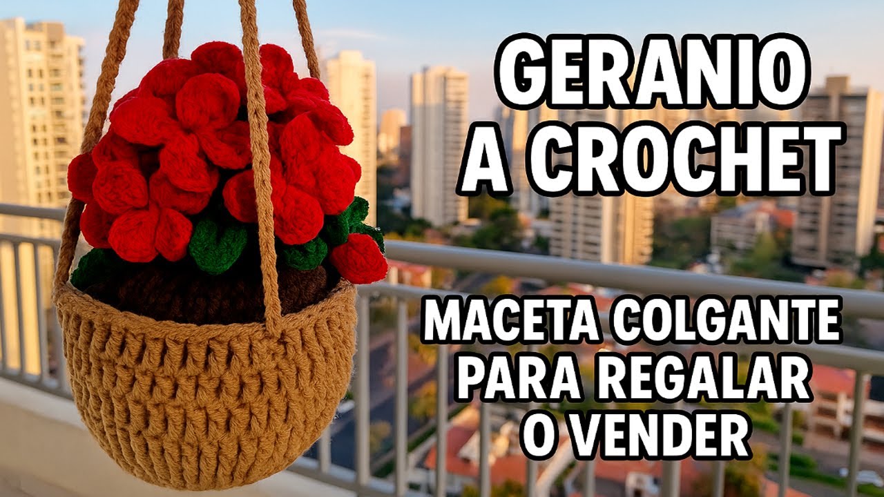 ✨ Geranios a Crochet Maceta Colgante Para Regalar o Vender