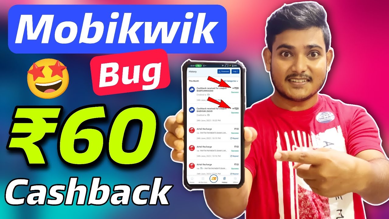 Mobikwik Bug Offer | ₹60 Cashback Per Account | Mobikwik Huge Loot | Mobikwik Recharge Offer Today