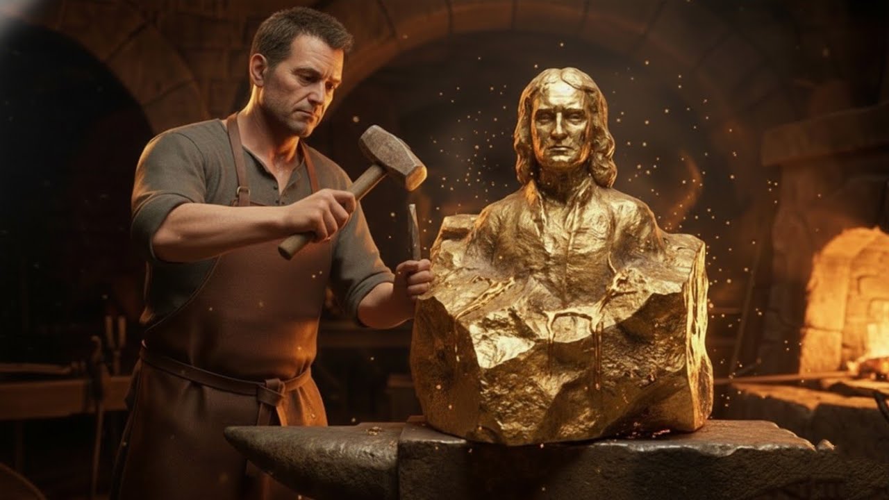 Newton's Gold Sculpture making! Full Process Raw Gold to Newton Sculpture