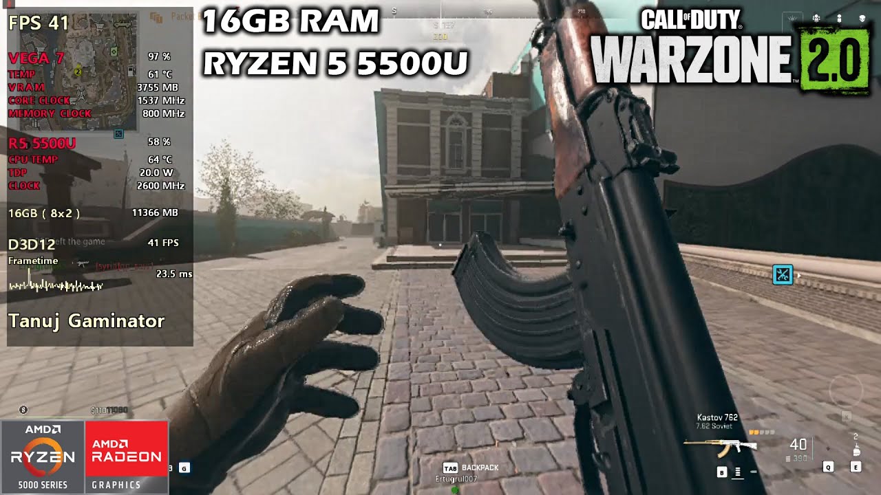 COD WARZONE 2 - RYZEN 5 5500U - 16GB RAM - VEGA 7 - BENCHMARK