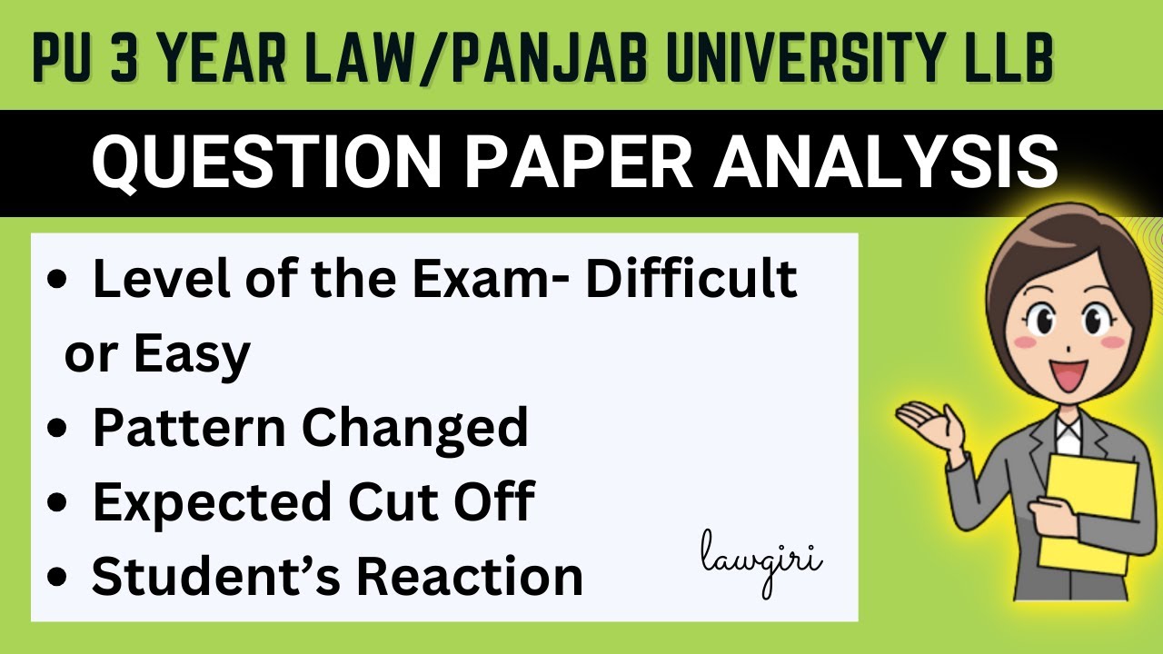 Panjab University 3 years LLB Question paper 2024 Analysis|PU 3 year Law  Expected Cut off