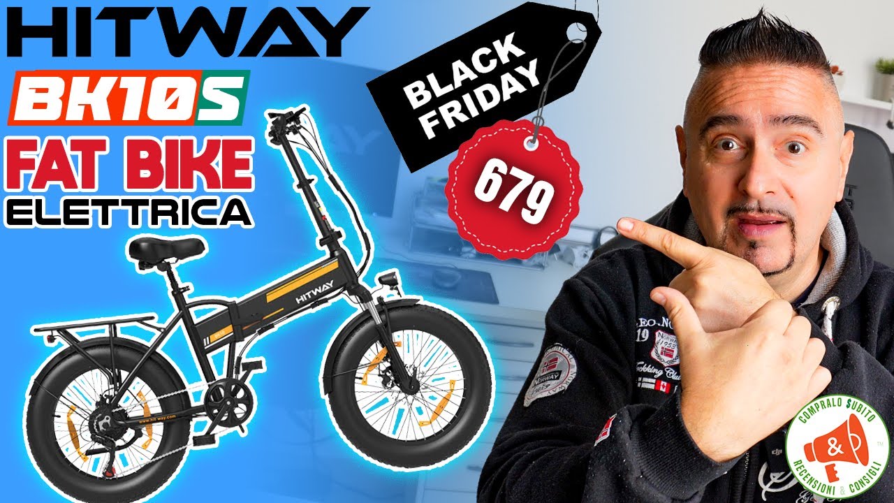 HITWAY BK10S Fat Bike Elettrica OFFERTA #blackfriday Bici Legale Pieghevole 3 Velocità Batteria 48V