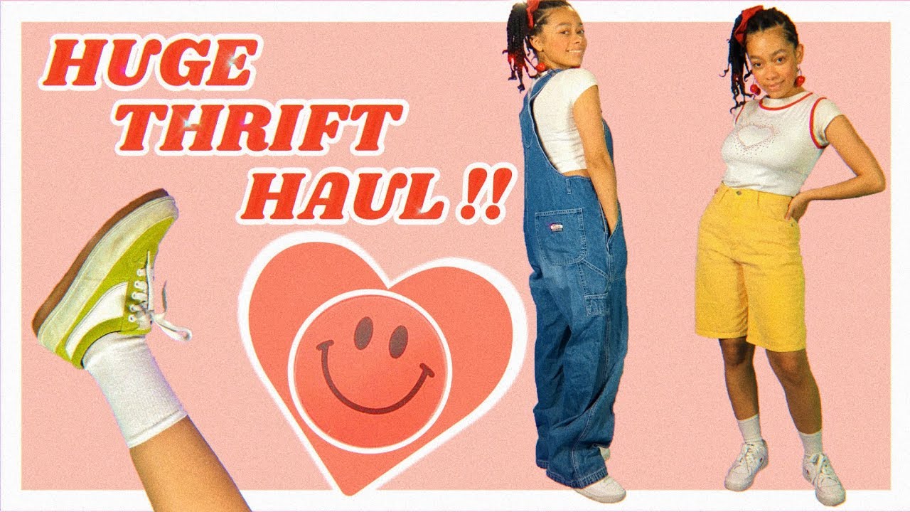 💙💛🎵HUGE TRY-ON THRIFT HAUL !!〰🎶❤️💜