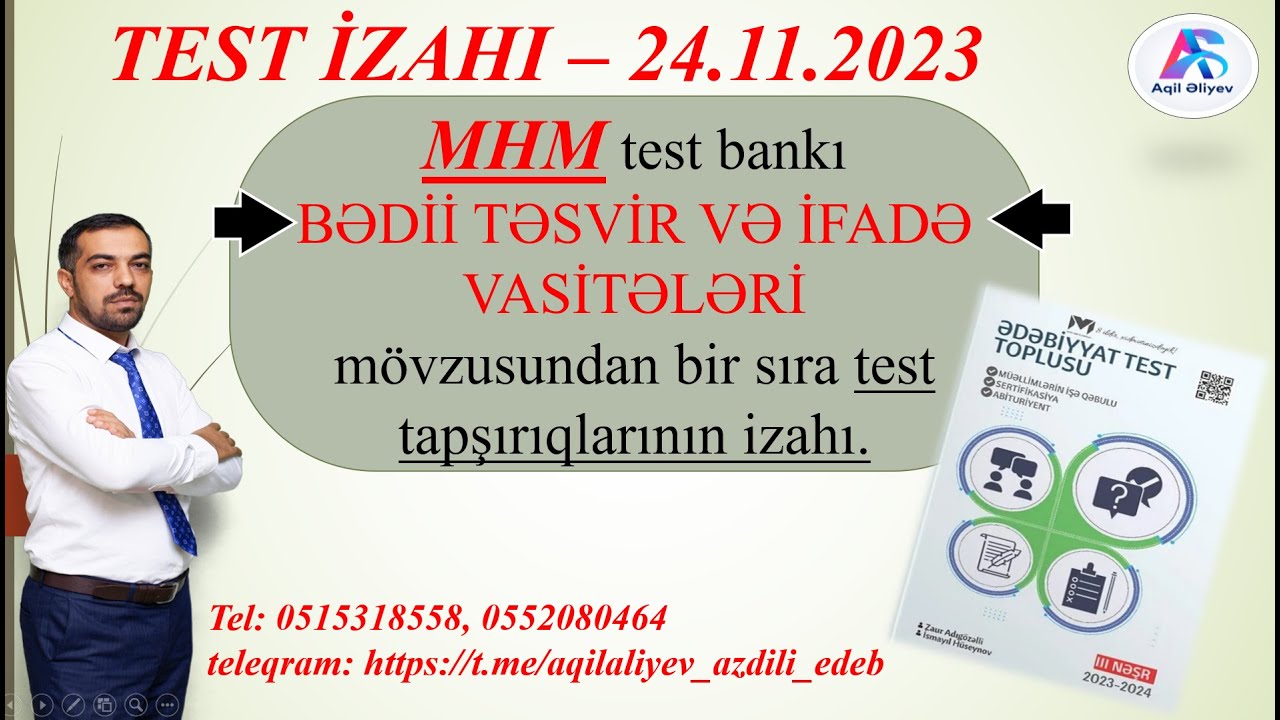 TEST İZAHI. BƏDİİ TƏSVİR VƏ İFADƏ VASİTƏLƏRİ. MHM test bankı. #abituriyent #miq #edebiyyat