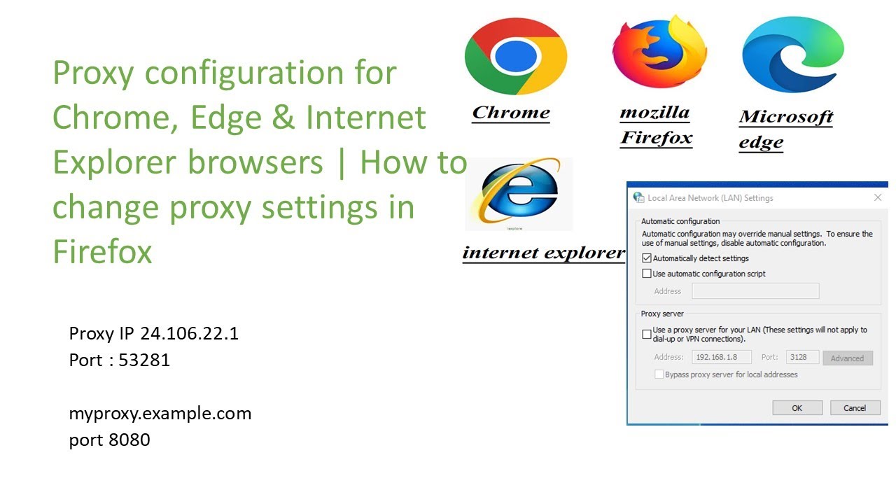 Proxy configuration for Chrome, Edge & Internet Explorer browsers | Change proxy settings in Firefox