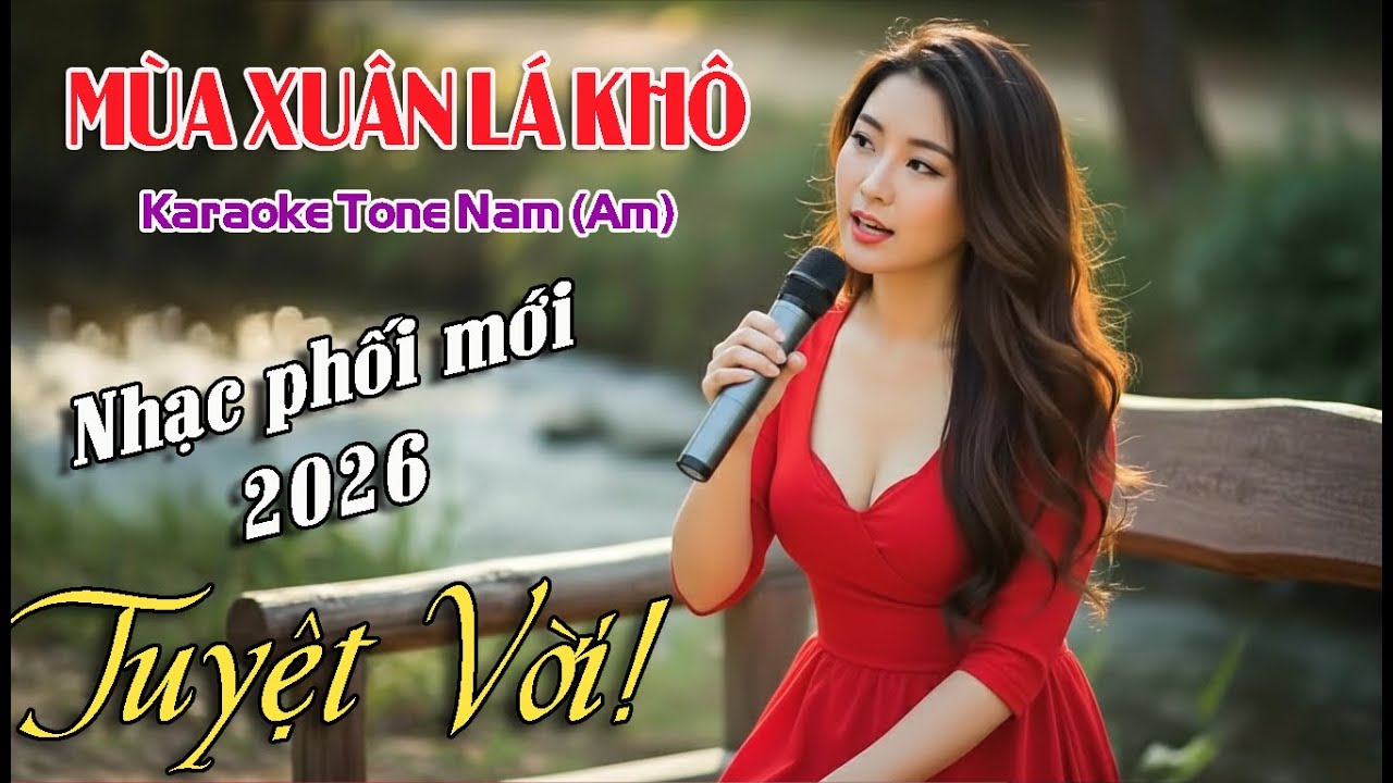 Karaoke Mùa Xuân Lá Khô - Tone Nam (Am) - Nhạc phối mới 2026