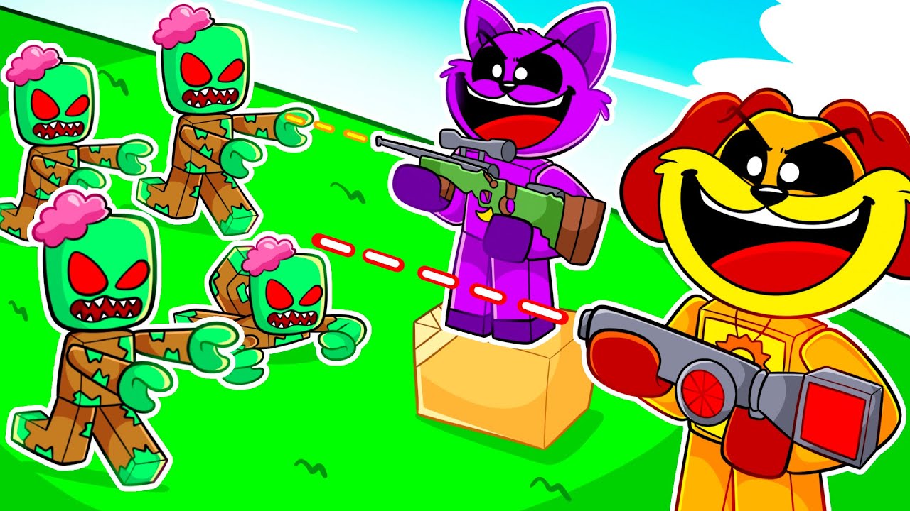 DogDay e CatNap ENFRENTARAM uma HORDA DE ZUMBIS no Roblox