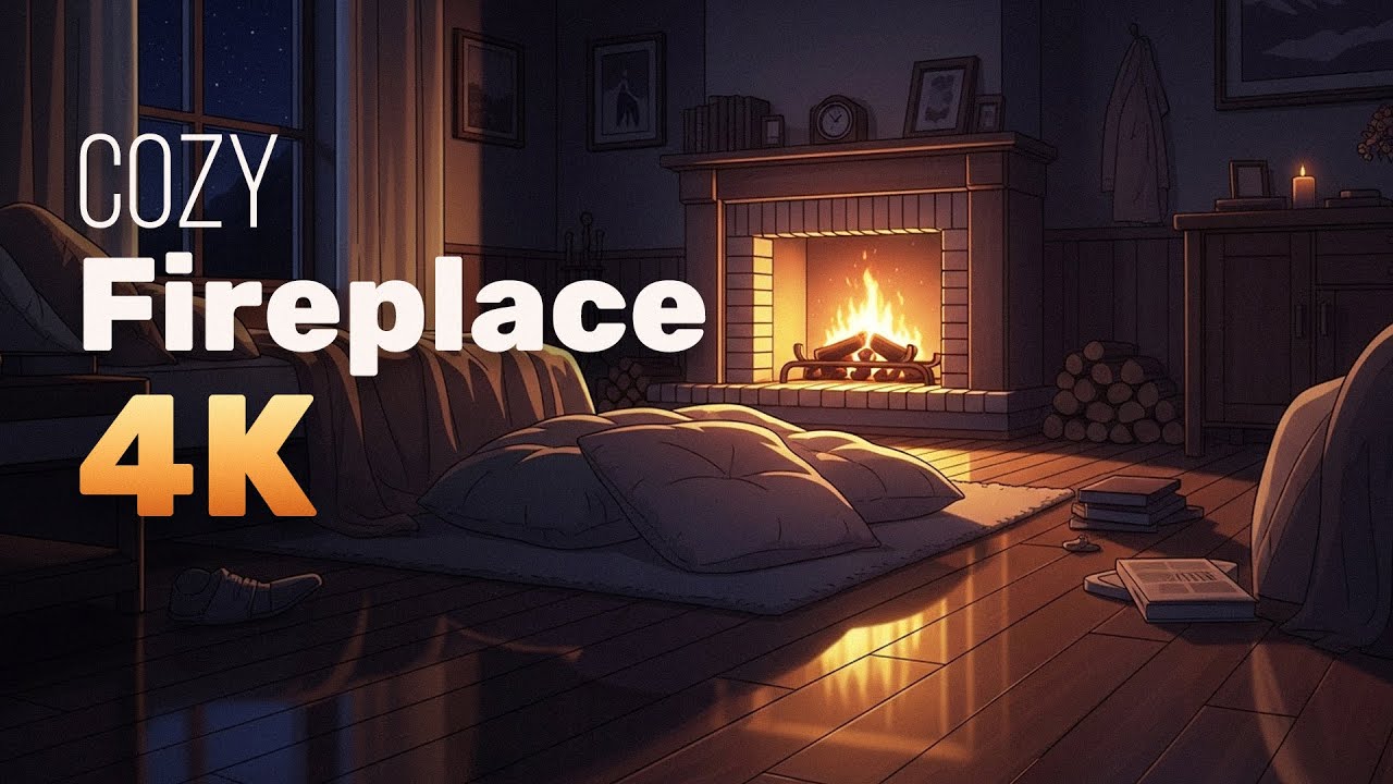 Cozy Fireplace at Night 🔥 | 1 Hour Warm Ambience for Sleep & Relaxation