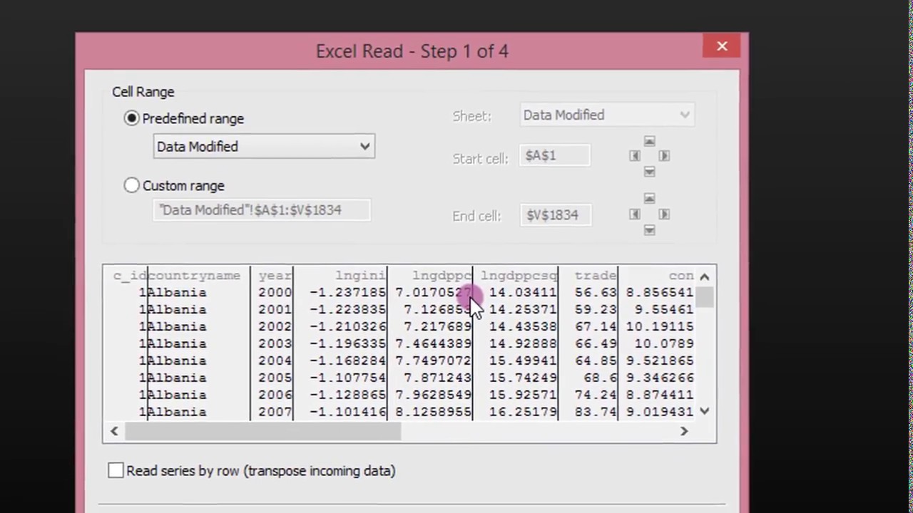 (EViews10): Как импортировать (Panel) продольные данные из Excel 