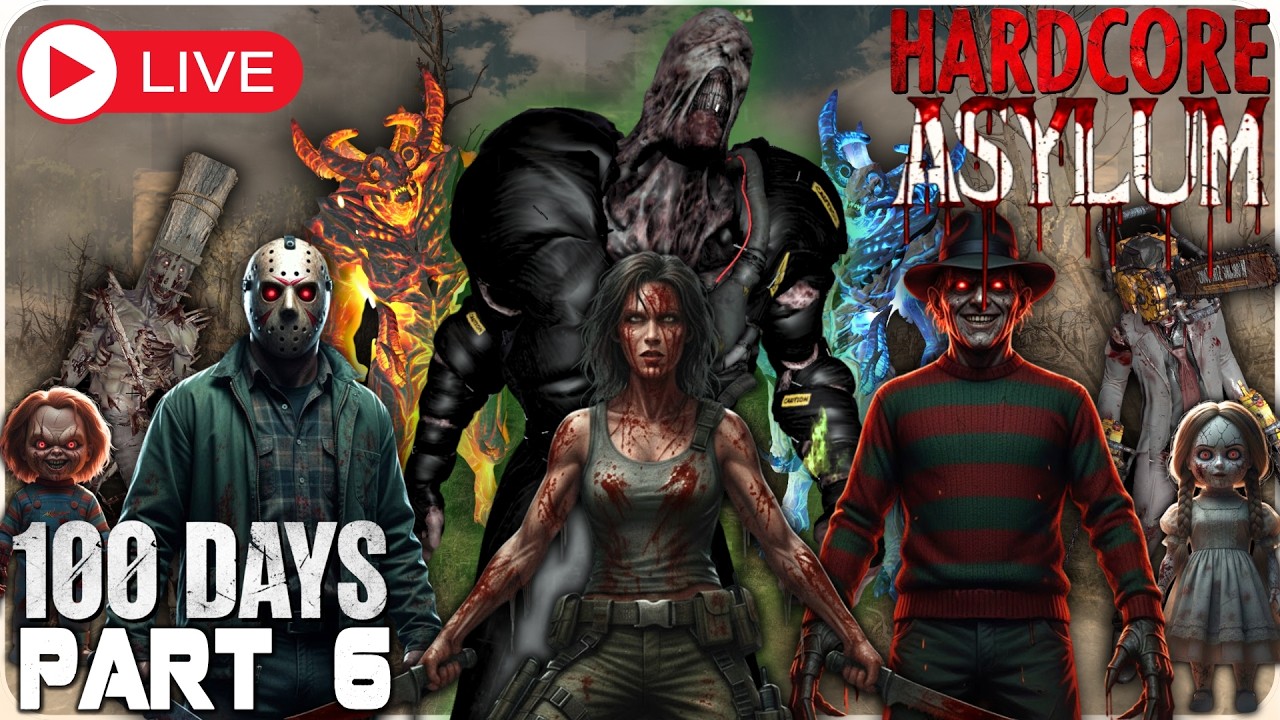Can we survive the Day35 horde in the BURNT biome?! 100 days in HARDCORE Asylum! | Asylum Mod