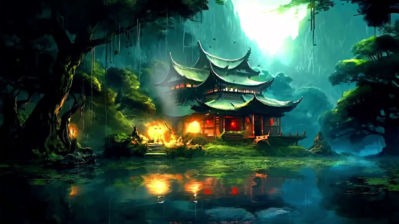 Ambiance apaisante Feu de cheminée et pluie pour une soirée chaleureuse