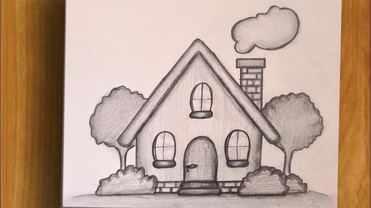 رسم سهل | رسم بيت | تعلم رسم بيت بقلم الرصاص بطريقة سهلة للمبتدئين