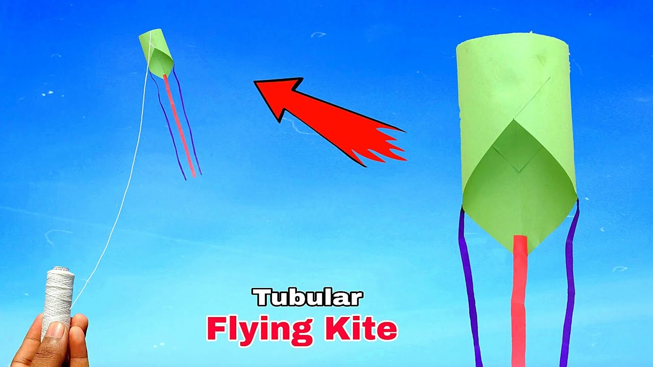 how to make flying paper kite (Different), flying tubular kite, make easy