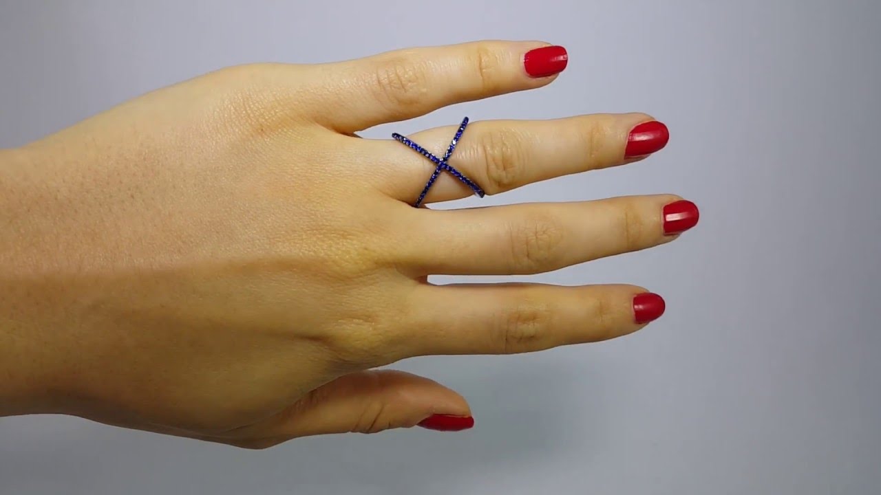 Sterling Silver Blue Criss Cross Ring SGMR00039BLK