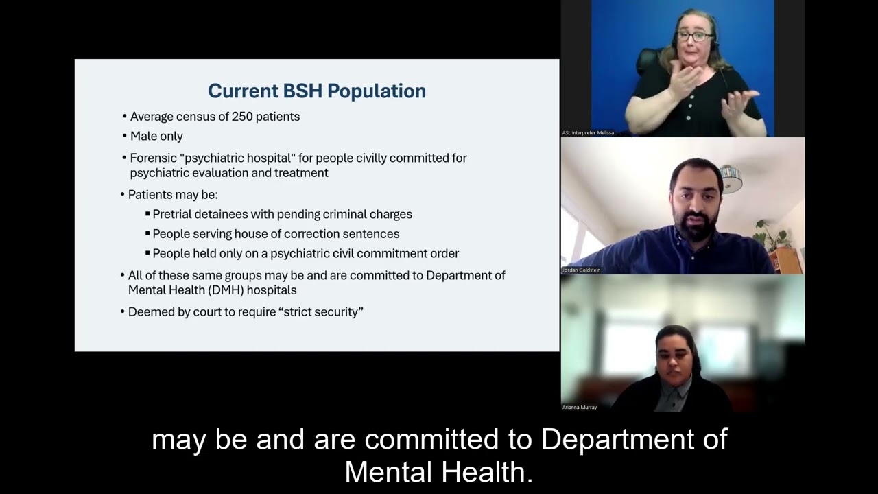 BSH Webinar Series - Overview of Bridgewater State Hospital, 2025.04.29