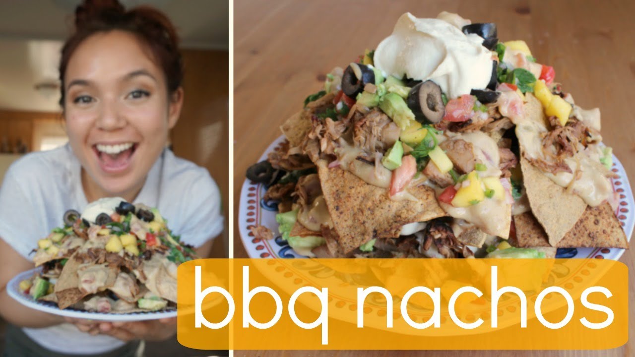 BBQ Pulled Jackfruit Nachos w/ Eggplant Cheese (Vegan)