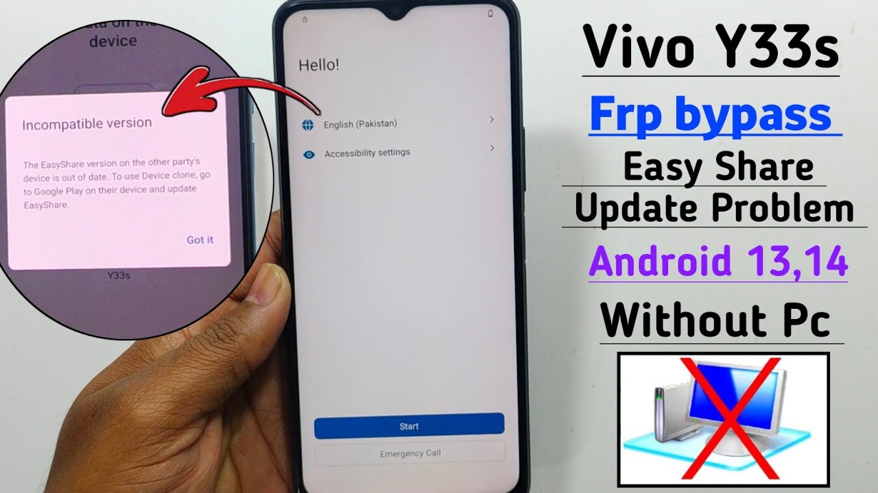 Обход FRP Vivo Y33s без ПК | Разблокировка FRP Vivo Y33 для Android 13/14✅Easy Share не открывает...