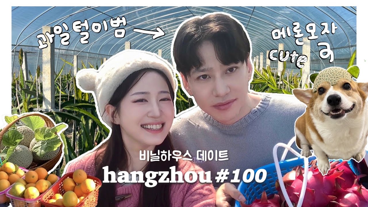 항저우 브이로그 100ㅣ한중커플ㅣ🍊초겨울 비닐하우스 데이트 (with.농사꿈나무)ㅣ쇼핑하고 장보는 일상💓ㅣ🍈내가 딴 메론먹방ㅣ여루의 한국어 부심 폭발🇨🇳